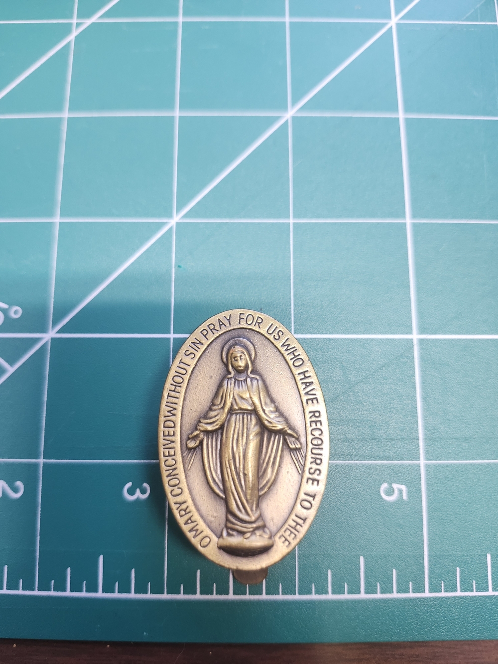 Classic Gold-Tone Virgin Mary Medal Pendant, Visor Clip, Money Clip